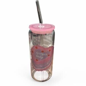 Scorpio Baby Pink Glass Tumbler Cup with Lid & Straw – Astrology Gift